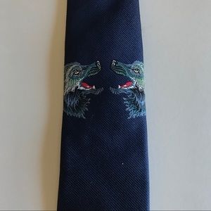 New Gucci Skinny Wolf Silk Tie